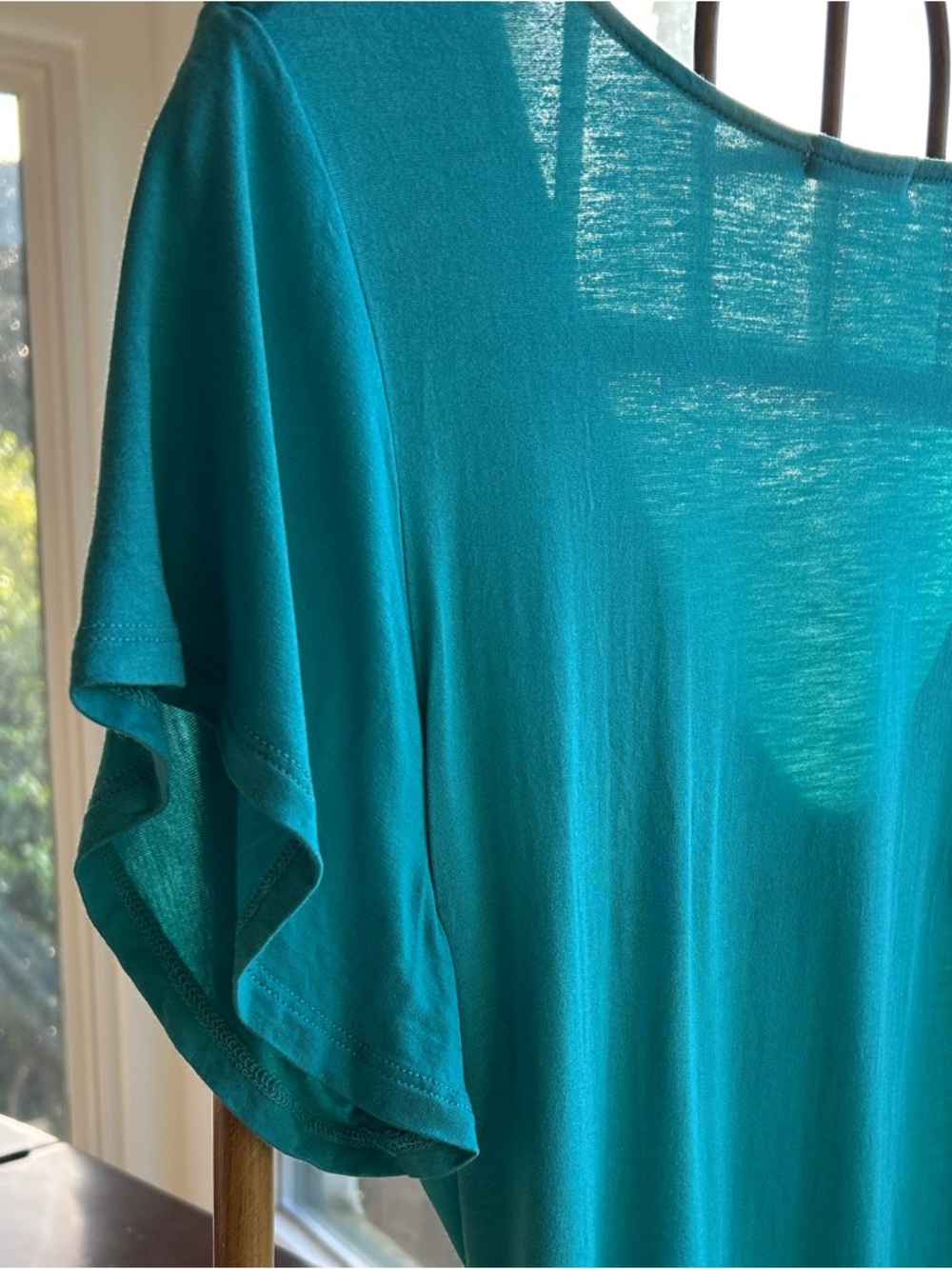 ESQUALO Teal Button-Front Tie Hem V-Neck Top New With Out Tags Size XS - Picture 6 of 8